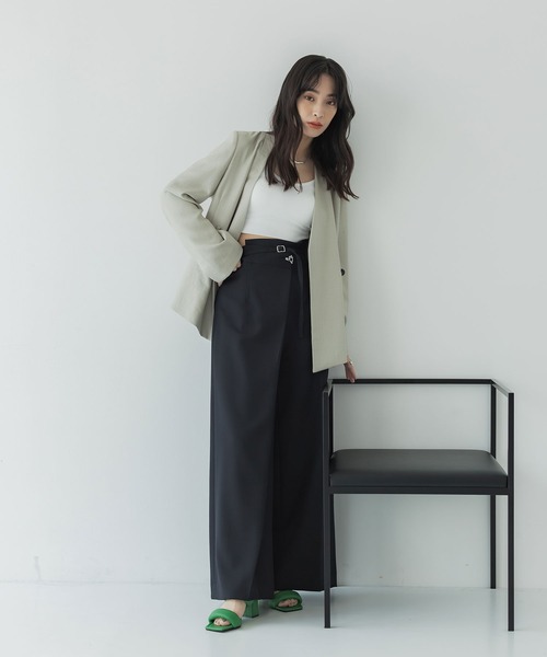 UNITED TOKYO（ユナイテッドトウキョウ）の「【完売間近！】ネオリネンカラーレスジャケット（セットアップ・レディース・ブラック/ベージュ/ブルー/ダークグリーン・1/2）」の16枚目の写真