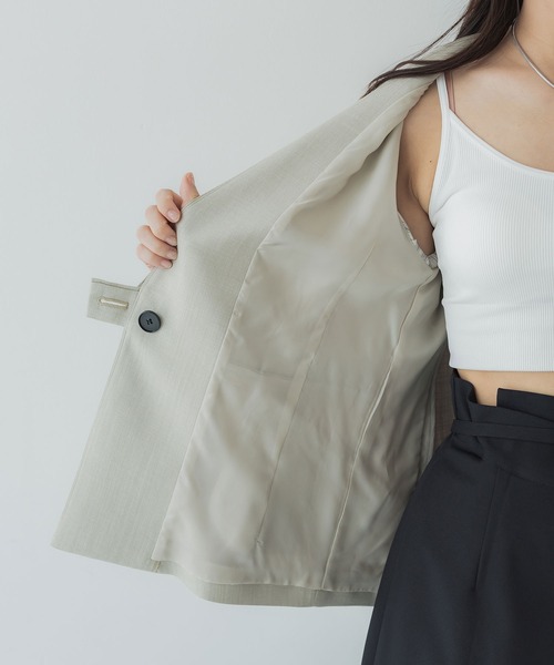 UNITED TOKYO（ユナイテッドトウキョウ）の「【完売間近！】ネオリネンカラーレスジャケット（セットアップ・レディース・ブラック/ベージュ/ブルー/ダークグリーン・1/2）」の12枚目の写真