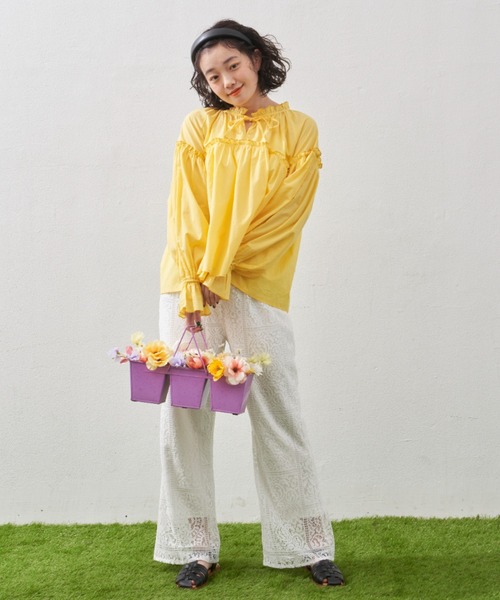 MERLOT(メルロー)の「カットオフレースパンツ(その他パンツ・レディース・ホワイト/グリーン・FREE)」の15枚目の写真