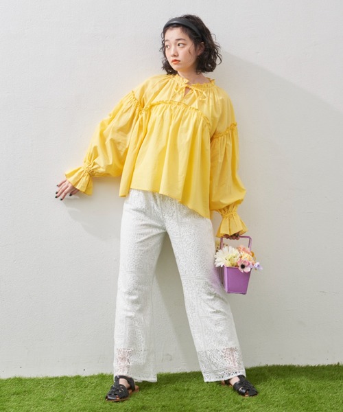 MERLOT(メルロー)の「カットオフレースパンツ(その他パンツ・レディース・ホワイト/グリーン・FREE)」の16枚目の写真