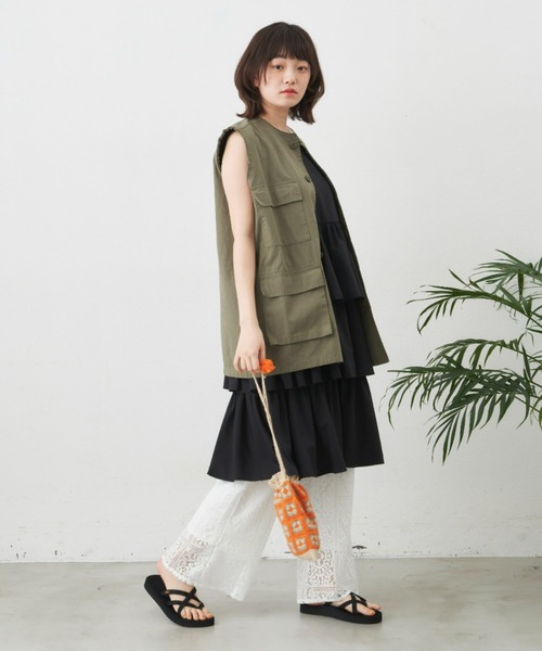 MERLOT(メルロー)の「カットオフレースパンツ(その他パンツ・レディース・ホワイト/グリーン・FREE)」の5枚目の写真