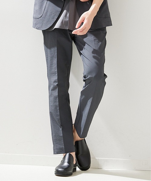 417 EDIFICE(フォーワンセブンエディフィス)の「【COOL FIBER / クールファイバー】 サッカースリムパンツ(スラックス・メンズ・グレー/ベージュ/ネイビー・SMALL/MEDIUM/LARGE/X-LARGE)」の2枚目の写真