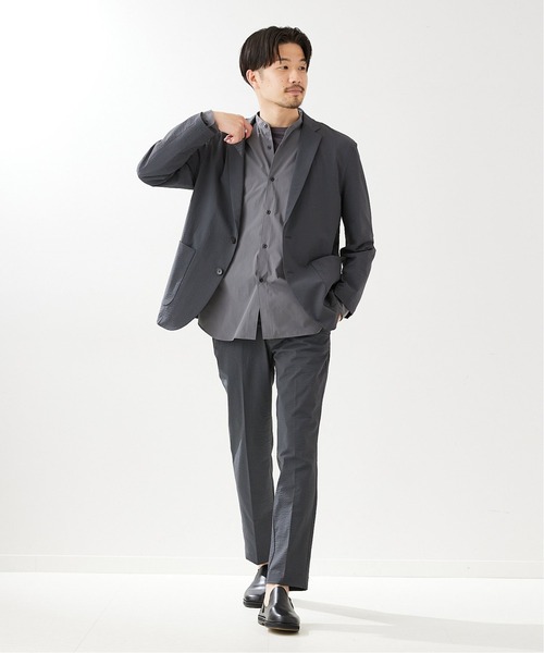 417 EDIFICE(フォーワンセブンエディフィス)の「【COOL FIBER / クールファイバー】 サッカースリムパンツ(スラックス・メンズ・グレー/ベージュ/ネイビー・SMALL/MEDIUM/LARGE/X-LARGE)」の4枚目の写真