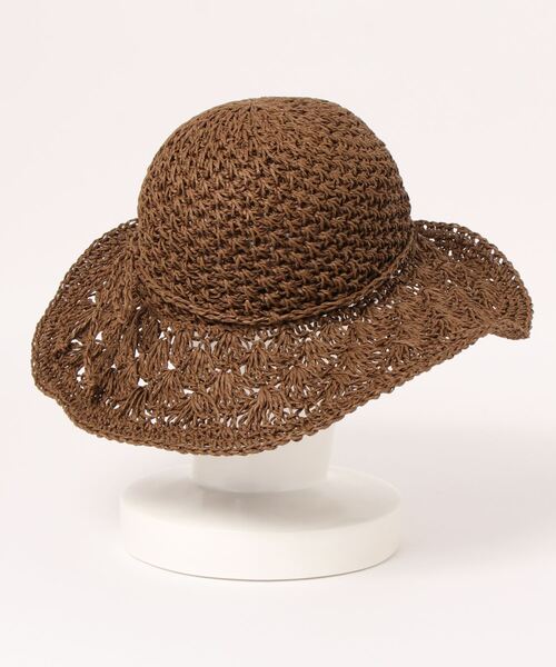 HONEYSUCKLE ROSE（ハニーサックルローズ）の「【HONEYSUCKLE ROSE】透かし編みハット（ハット・レディース・ベージュ/ブラウン・フリー）」の3枚目の写真