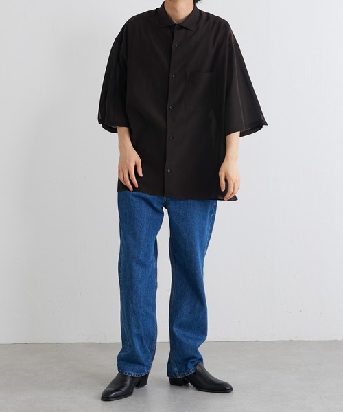 Lui's（ルイス）の「キュプラ混ワイドシャツ（シャツ/ブラウス・メンズ・ブラック/ダークブラウン/グリーン・FREE）」の5枚目の写真