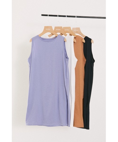BLACK BY MOUSSY(ブラックバイマウジー)の「gauze long tanktop(ガーゼロングタンクトップ)(タンクトップ・レディース・ホワイト/ブラック/パープル/オレンジ・FREE)」の4枚目の写真