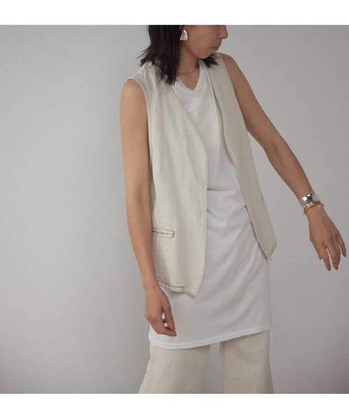 BLACK BY MOUSSY(ブラックバイマウジー)の「gauze long tanktop(ガーゼロングタンクトップ)(タンクトップ・レディース・ホワイト/ブラック/パープル/オレンジ・FREE)」の10枚目の写真
