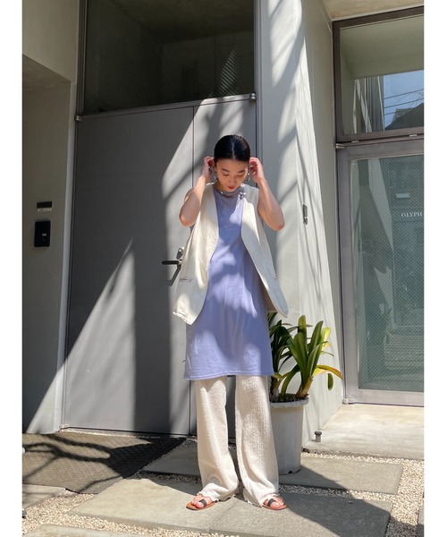 BLACK BY MOUSSY(ブラックバイマウジー)の「gauze long tanktop(ガーゼロングタンクトップ)(タンクトップ・レディース・ホワイト/ブラック/パープル/オレンジ・FREE)」の8枚目の写真