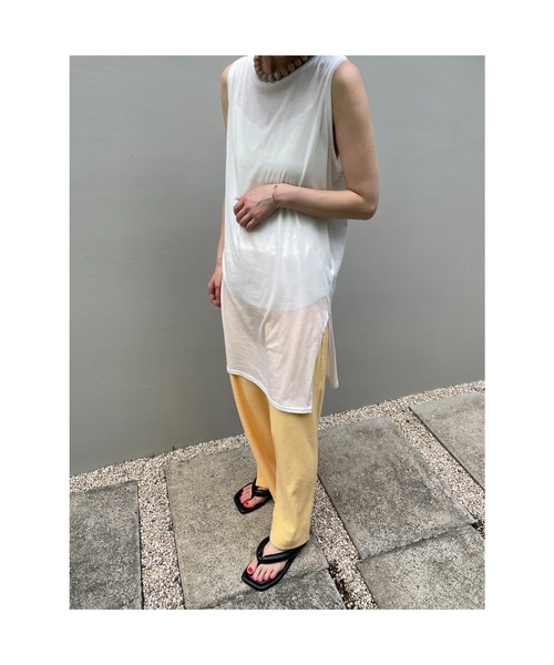 BLACK BY MOUSSY(ブラックバイマウジー)の「gauze long tanktop(ガーゼロングタンクトップ)(タンクトップ・レディース・ホワイト/ブラック/パープル/オレンジ・FREE)」の5枚目の写真