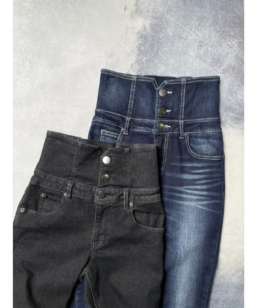 ENVYM（アンビー）の「ハイウエストスキニーＰＴ（デニムパンツ・レディース・インディゴブルー/ブラック・M/S/XS）」の3枚目の写真
