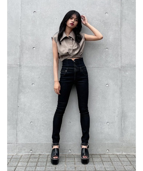 ENVYM（アンビー）の「ハイウエストスキニーＰＴ（デニムパンツ・レディース・インディゴブルー/ブラック・M/S/XS）」の8枚目の写真