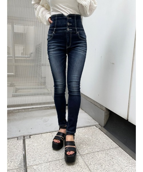 ENVYM（アンビー）の「ハイウエストスキニーＰＴ（デニムパンツ・レディース・インディゴブルー/ブラック・M/S/XS）」の12枚目の写真