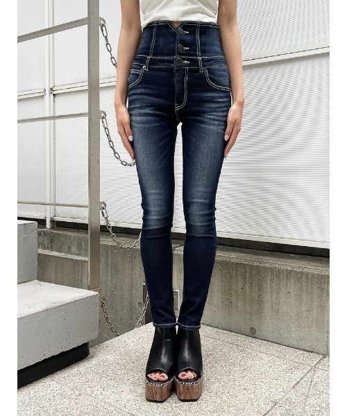 ENVYM（アンビー）の「ハイウエストスキニーＰＴ（デニムパンツ・レディース・インディゴブルー/ブラック・M/S/XS）」の18枚目の写真