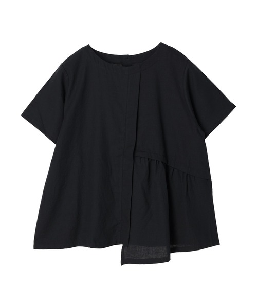 CRAFT STANDARD BOUTIQUE(クラフトスタンダードブティック)の「アシンメトリーギャザーブラウス *◆(Tシャツ/カットソー・レディース・ブラック/オフホワイト/オレンジ/グリーン・FREE)」の2枚目の写真