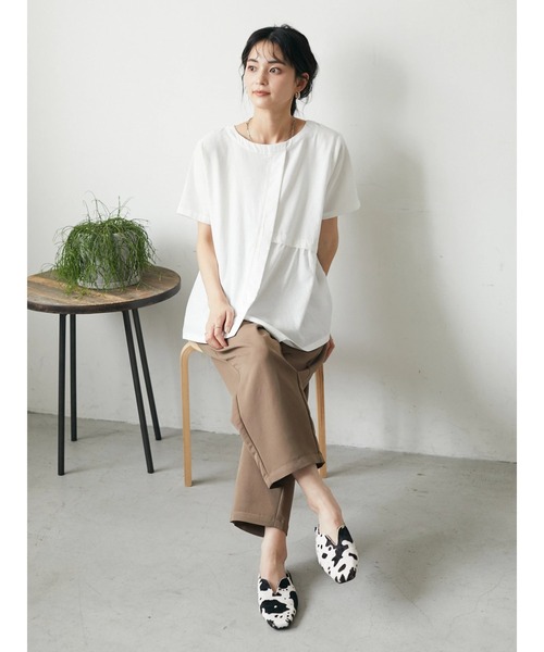 CRAFT STANDARD BOUTIQUE(クラフトスタンダードブティック)の「アシンメトリーギャザーブラウス *◆(Tシャツ/カットソー・レディース・ブラック/オフホワイト/オレンジ/グリーン・FREE)」の7枚目の写真