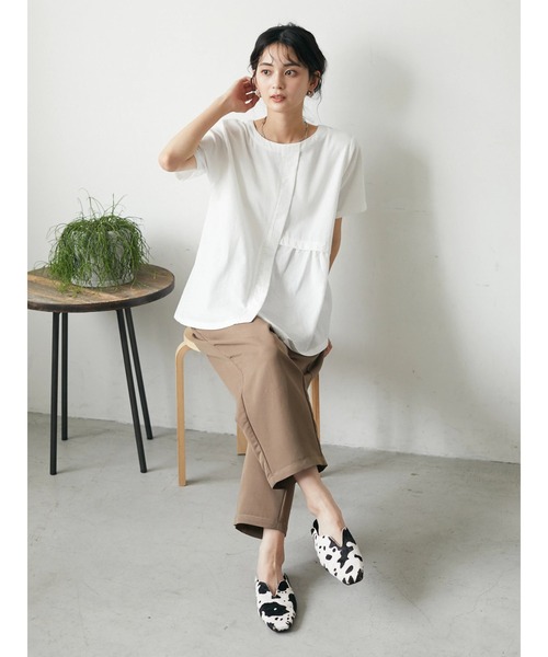 CRAFT STANDARD BOUTIQUE(クラフトスタンダードブティック)の「アシンメトリーギャザーブラウス *◆(Tシャツ/カットソー・レディース・ブラック/オフホワイト/オレンジ/グリーン・FREE)」の5枚目の写真