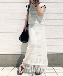 Q | バイカラークロシェ セットアップ(ワンピース)