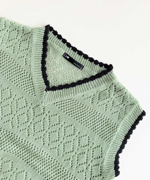 Q（キュー）の「バイカラークロシェ セットアップ（ワンピース・レディース・オリーブ/アイボリー・MEDIUM）」の12枚目の写真