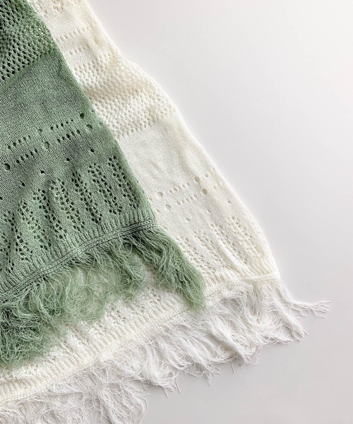 Q（キュー）の「バイカラークロシェ セットアップ（ワンピース・レディース・オリーブ/アイボリー・MEDIUM）」の14枚目の写真