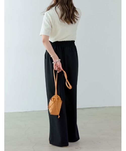 Re:EDIT（リエディ）の「[低身長/高身長サイズ有][イージーケア]カットジョーゼット切り替えストレートパンツ（その他パンツ・レディース・グリーン/ベージュ/ピンク/ブラック・LARGE/SHORT/TALL/MEDIUM）」の7枚目の写真