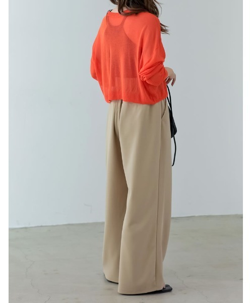 Re:EDIT（リエディ）の「[低身長/高身長サイズ有][イージーケア]カットジョーゼット切り替えストレートパンツ（その他パンツ・レディース・グリーン/ベージュ/ピンク/ブラック・LARGE/SHORT/TALL/MEDIUM）」の12枚目の写真