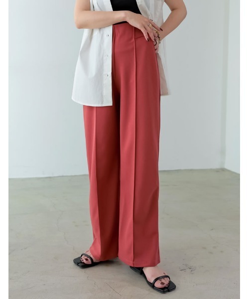 Re:EDIT（リエディ）の「[低身長/高身長サイズ有][イージーケア]カットジョーゼット切り替えストレートパンツ（その他パンツ・レディース・グリーン/ベージュ/ピンク/ブラック・LARGE/SHORT/TALL/MEDIUM）」の16枚目の写真