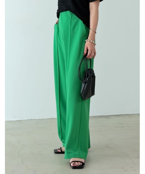 Re:EDIT（リエディ）の「[低身長/高身長サイズ有][イージーケア]カットジョーゼット切り替えストレートパンツ（その他パンツ・レディース・グリーン/ベージュ/ピンク/ブラック・LARGE/SHORT/TALL/MEDIUM）」の18枚目の写真