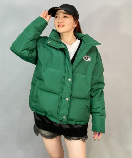 ROXY(ロキシー)の「ROXY SKATE/ロキシースケート ビッグシルエット/オーバーサイズ /無地/総柄ワンポイントロゴダウンジャケット RJK224601T(ダウンジャケット/コート・レディース・グリーン/マルチ/ブラック・L/M)」の8枚目の写真