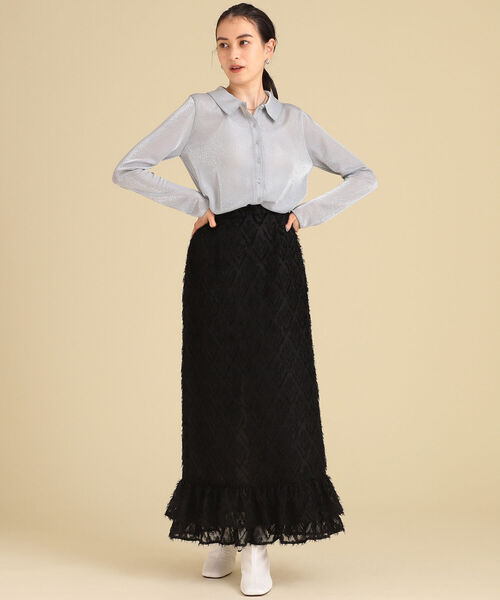 Ray BEAMS(レイビームス)の「Ray BEAMS / ラメ レギュラーカラー シャツ(シャツ/ブラウス・レディース・ライトグレー/マスタード・ONE SIZE)」の5枚目の写真