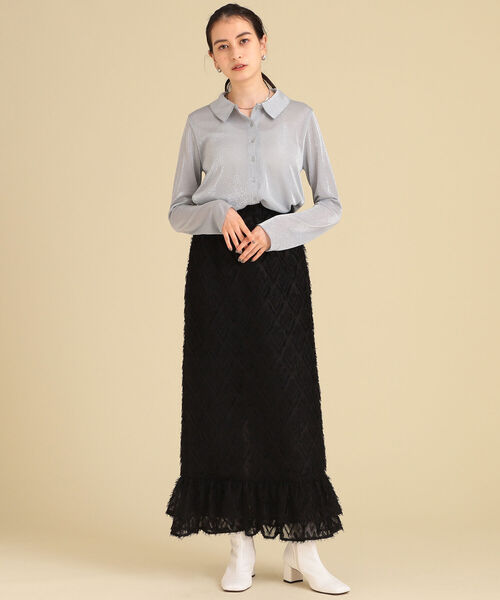 Ray BEAMS(レイビームス)の「Ray BEAMS / ラメ レギュラーカラー シャツ(シャツ/ブラウス・レディース・ライトグレー/マスタード・ONE SIZE)」の6枚目の写真