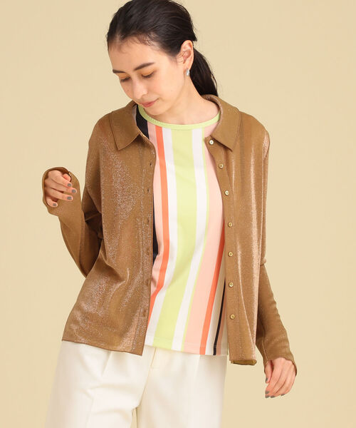 Ray BEAMS(レイビームス)の「Ray BEAMS / ラメ レギュラーカラー シャツ(シャツ/ブラウス・レディース・ライトグレー/マスタード・ONE SIZE)」の9枚目の写真