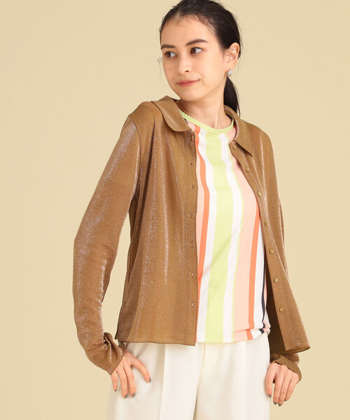 Ray BEAMS(レイビームス)の「Ray BEAMS / ラメ レギュラーカラー シャツ(シャツ/ブラウス・レディース・ライトグレー/マスタード・ONE SIZE)」の11枚目の写真