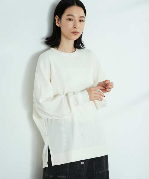 ONIGIRI(オニギリ)の「変形ワッフル ビッグプルオーバー(Tシャツ/カットソー・レディース・ベージュ/ブラウン/オフホワイト/グリーン・FREE)」の1枚目の写真