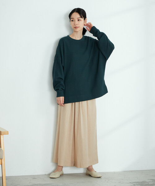 ONIGIRI(オニギリ)の「変形ワッフル ビッグプルオーバー(Tシャツ/カットソー・レディース・ベージュ/ブラウン/オフホワイト/グリーン・FREE)」の10枚目の写真