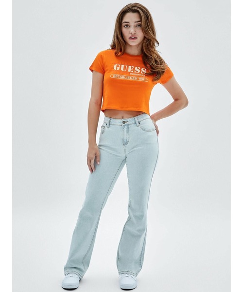 Guess（ゲス）の「GUESS Originals Grid Baby Tee（Tシャツ/カットソー・レディース・オレンジ/ピンク/ブラック/ブルー・MEDIUM/SMALL/X-SMALL）」の13枚目の写真