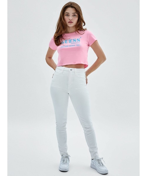 Guess（ゲス）の「GUESS Originals Grid Baby Tee（Tシャツ/カットソー・レディース・オレンジ/ピンク/ブラック/ブルー・MEDIUM/SMALL/X-SMALL）」の6枚目の写真