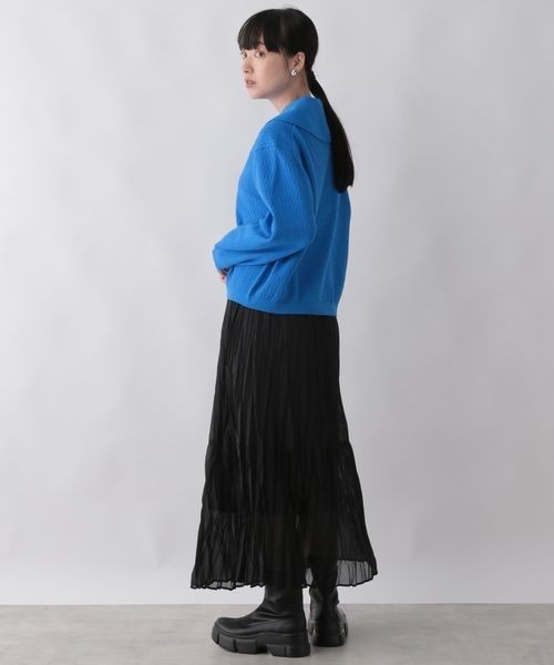 LOWRYS FARM(ローリーズファーム)の「ニットポロ 294811(ポロシャツ・レディース・ホワイト/ブラック/ブルー・FREE)」の4枚目の写真