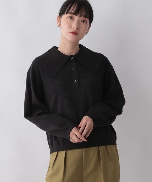 LOWRYS FARM(ローリーズファーム)の「ニットポロ 294811(ポロシャツ・レディース・ホワイト/ブラック/ブルー・FREE)」の13枚目の写真