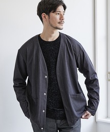UNION STATION | T/Rストレッチノーカラーシャツジャケット<セットアップ対応>(ノーカラージャケット)