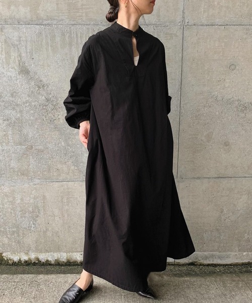 select MOCA by son（セレクトモカバイソン）の「ラタンスリーブコットンロングワンピース（ワンピース・レディース・アイボリー/ブラック・FREE）」の11枚目の写真