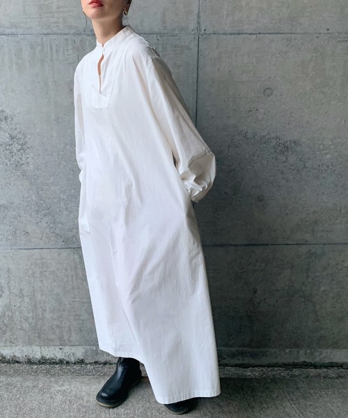 select MOCA by son（セレクトモカバイソン）の「ラタンスリーブコットンロングワンピース（ワンピース・レディース・アイボリー/ブラック・FREE）」の5枚目の写真