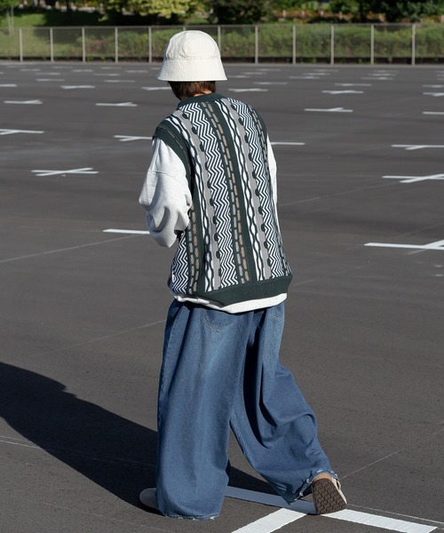 Perushu（ペルーシュ）の「クレイジーレトロニットポロベスト（ベスト・メンズ・ベージュ/グリーン/ボルドー・MEDIUM/LARGE）」の10枚目の写真