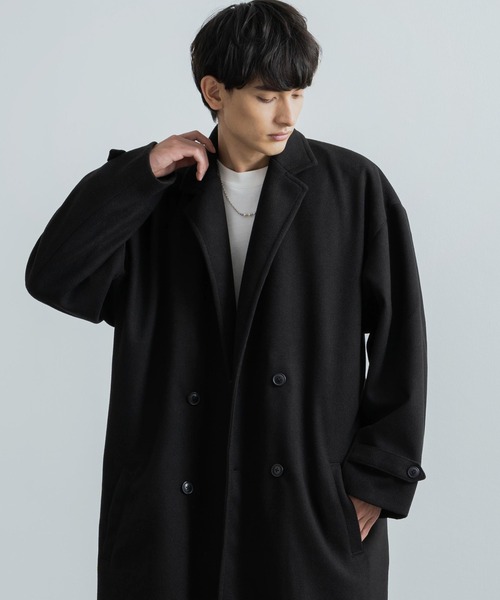 オーバーサイズ ロングダブルチェスターラップコート タイ