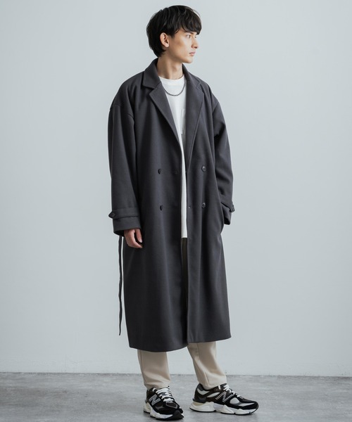 オーバーサイズ ロングダブルチェスターラップコート タイロッケン