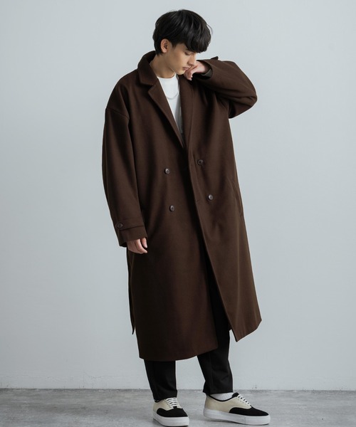 オーバーサイズ ロングダブルチェスターラップコート タイロッケン