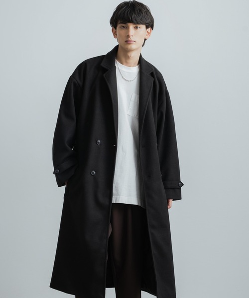 オーバーサイズ ロングダブルチェスターラップコート タイロッケン