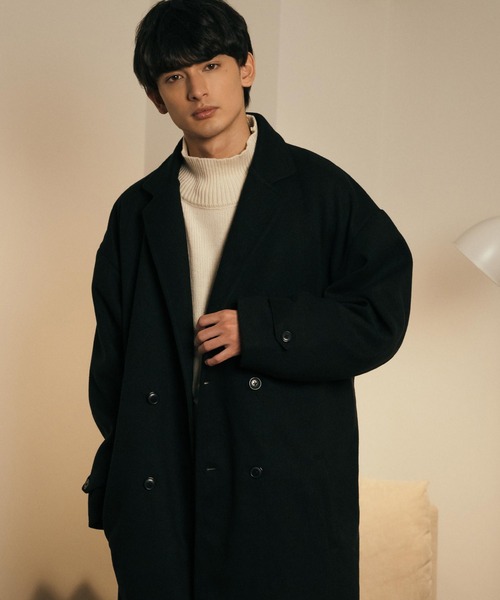 オーバーサイズ ロングダブルチェスターラップコート タイロッケン