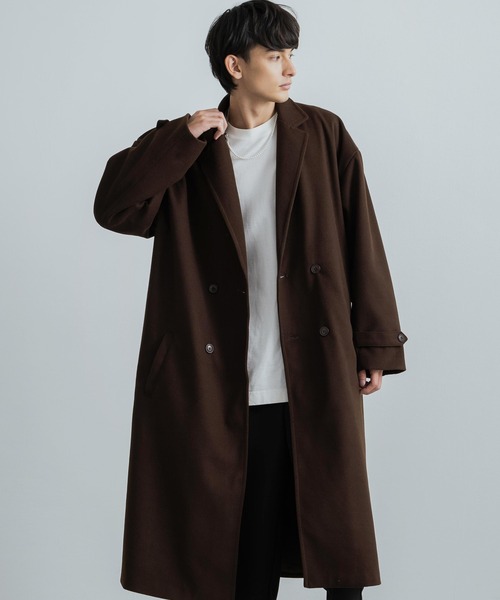 オーバーサイズ ロングダブルチェスターラップコート タイロッケン