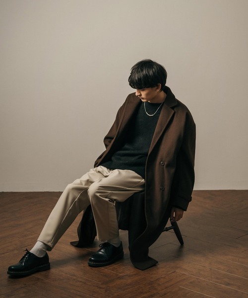 オーバーサイズ ロングダブルチェスターラップコート タイロッケン