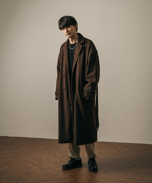 オーバーサイズ ロングダブルチェスターラップコート タイロッケン